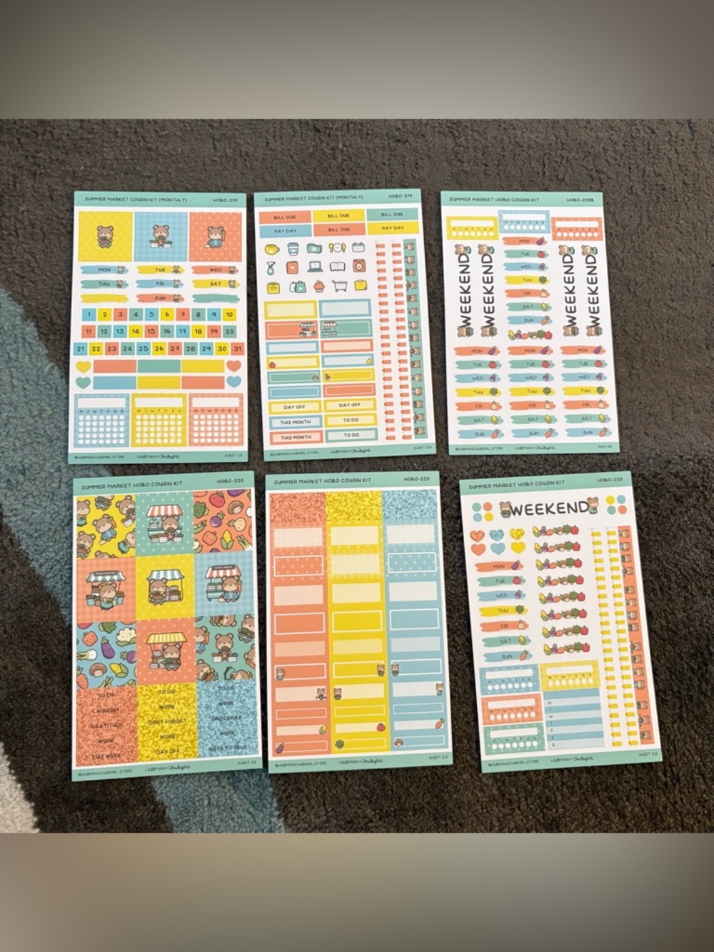 Hubman and Chubgirl Summer market hobo cousin hobonichi planning kit 6 pgs add
